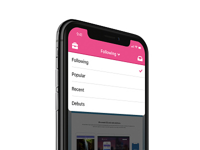Dropdown Filter app design dribbble dropdown filter ios ios app ios app design ios design iphone mobile navigation bar pink ui