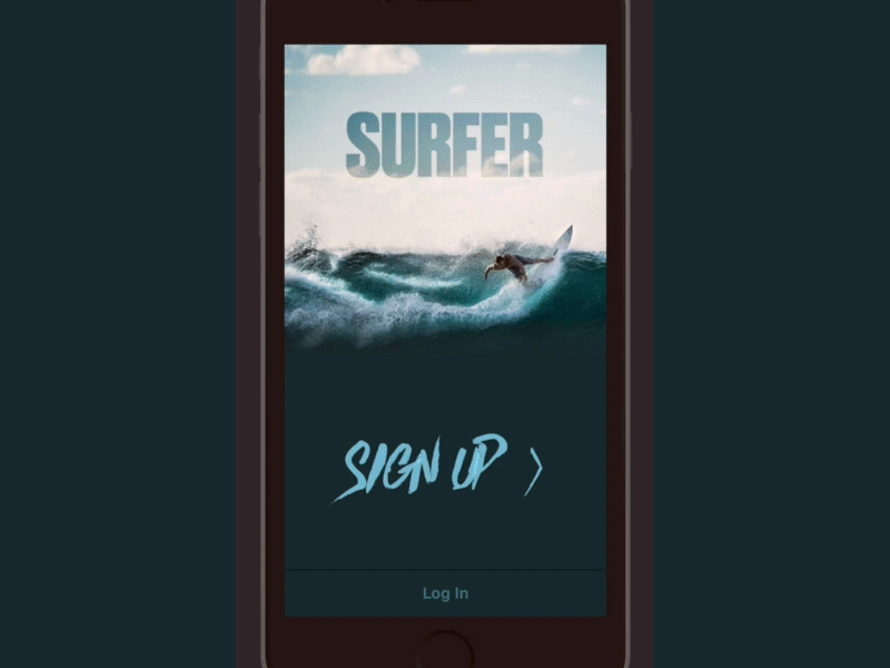 DailyUI #002 - Sign Up ani animation app dailyui screen signup surf surfermag surfing transition ui