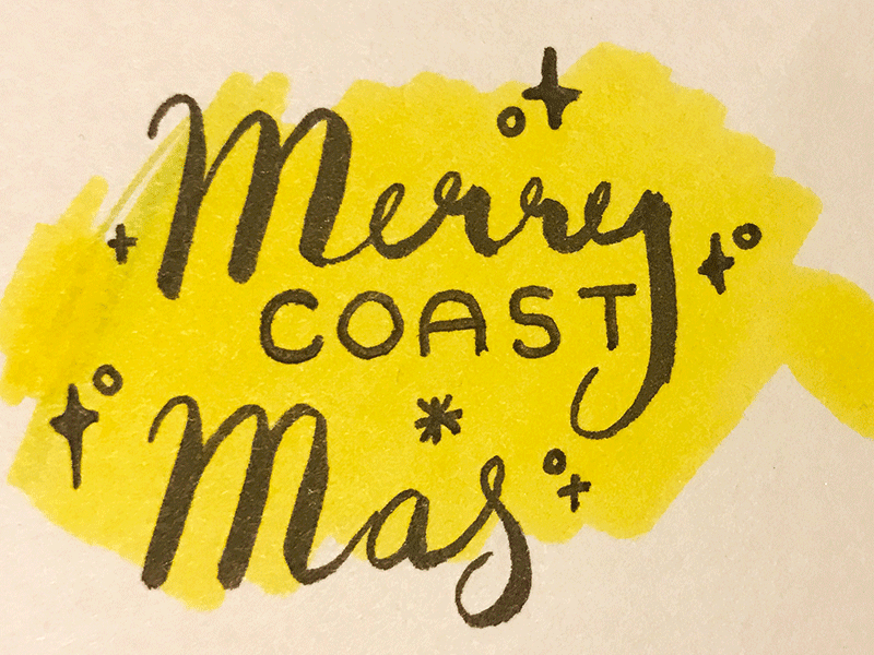 Merry Coastmas christmas coast gold merry mid century red sparkle star vintage