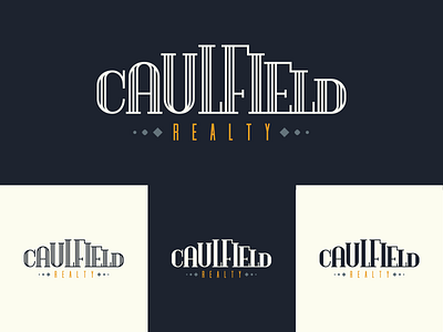 Caulfield Realty Brand artdeco blue brand cream home house logo realty