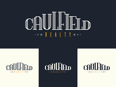 Caulfield Realty Brand artdeco blue brand cream home house logo realty