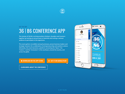 36 | 86 Conference App Landing Page 36|86 android app appstore conference googleplay ios landing page web