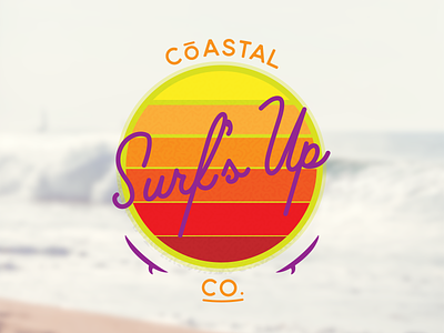 CōASTAL CO. Surf's Up Badge badge brand coast coastal logo ocean sun surf vintage warm water