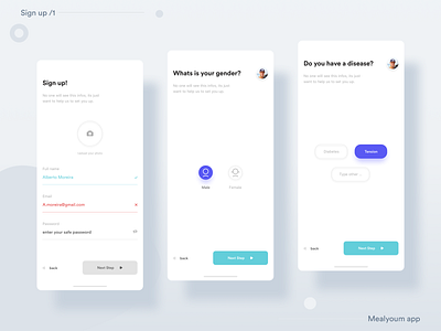 __Mealyoum App 🍲— Sign up /1 app clean feed flat icon ios mobile application meals minimal mobile app sign in sign up ui ui design uix user experience user interface user interface design ux ux design ux ui