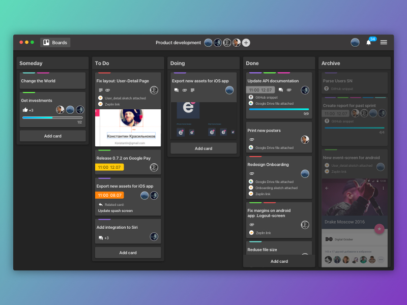 Trello Minimal Dark Theme