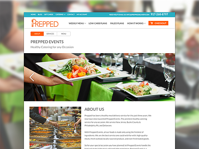Prepped Catering Menu catering food landing page single page slider website