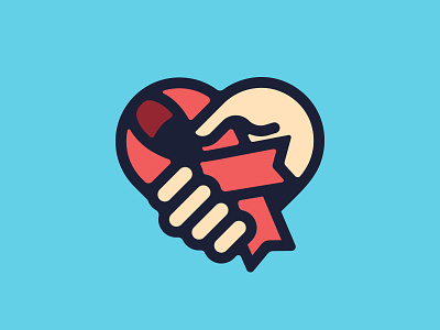 Charity Logo badge charity emblem giving hand heart help icon logo mark ribbon stroke