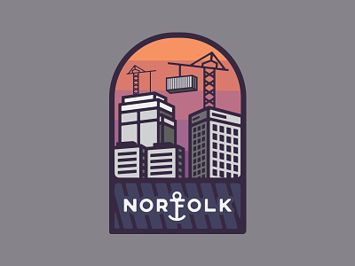Norfolk Badge badge buildings city emblem logo navy norfolk skyline virginia