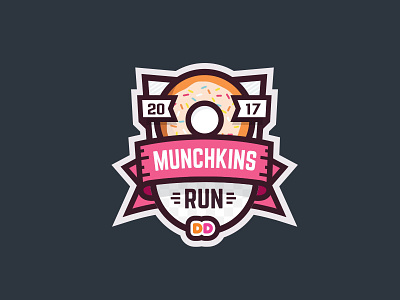 Dunkin Donuts Munchkin Run badge charity donuts dunkin emblem icon logo mark run typography