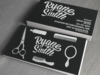 Stylist Business Cards brush business business cards comb hair hairstylist logo mirror salon scissors shampoo shears texture vintage