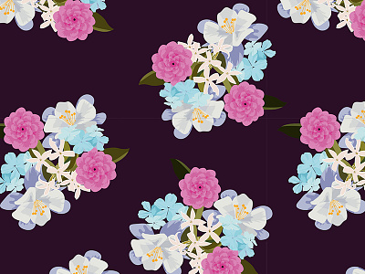 Cretona dark background pattern design flowers illustration pattern