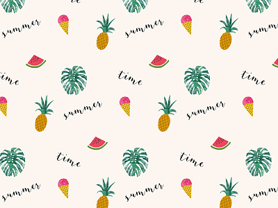 Summer time pattern design design ice cream pattern pineapple summer time tropical