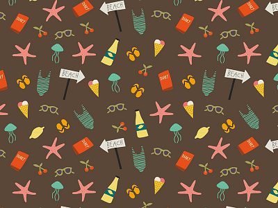 Beach time pattern beach ice cream illustration pattern sunglasses swimwear