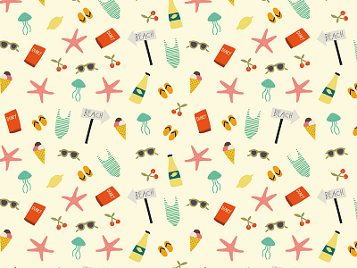 Beach time pattern 2 beach design ice cream illustration pattern sunglasses swimwear