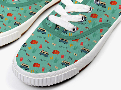 Bon Voyage design pattern on sneakers