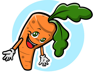 Happy Carrot Mascot bold brand carrot cartoon cheerfull cute education green happy healthy illustration leave mascot orange smile vitamin a