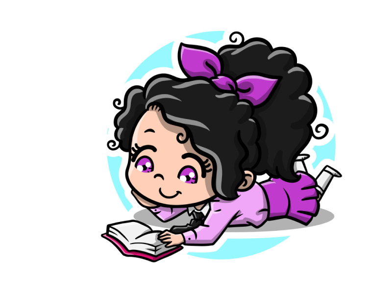 chibi reading book