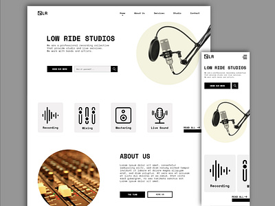 Recording studio website UI/Visual Design adobe xd branding design interface music recording responsive studio ui web developing website