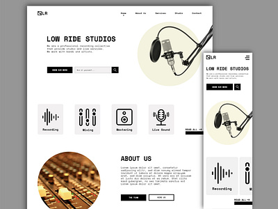 Recording studio website UI/Visual Design
