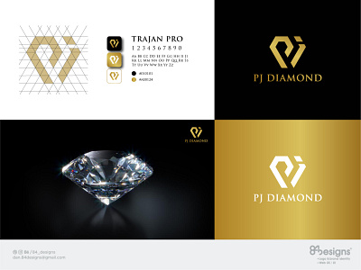 PJ diamond logo concept creative diamond design diamond logo geometric logo golden pj logo vector pi diamond pj diamond pj monogram