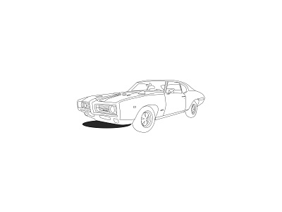 Muscle car gto highway minimal design muscle car outlined work vector