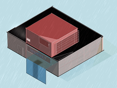 Isometric design creative box design isometric office rain