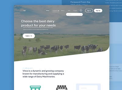Dairy Machineries website Design branding ui