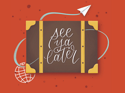 See ya later, alligator! airplane applepencil earth globe handlettering ipad lettering luggage map paperairplane paperplane plane procreate red suitcase travel typography