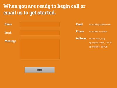 Contact button contact form info input orange send sommet slab web website