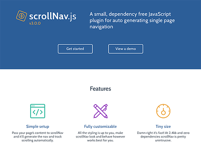 scrollNav Home Mockup animated javascript js navigation plugin scroll scrollnav