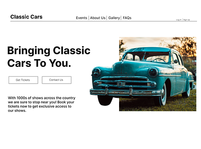 Classic Car Web Page cars classic cars design figma homepage minimalism photoshop simple ui ux web design website website design