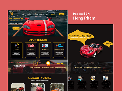 Car Rental Service Landing Page Mock Up branding car landing page design illustration landing page