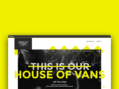 House of Vans black design digital layout vans website yellow