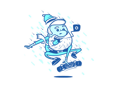 Shredding Santa character christmas deck design illustration santa skate vector yoyo