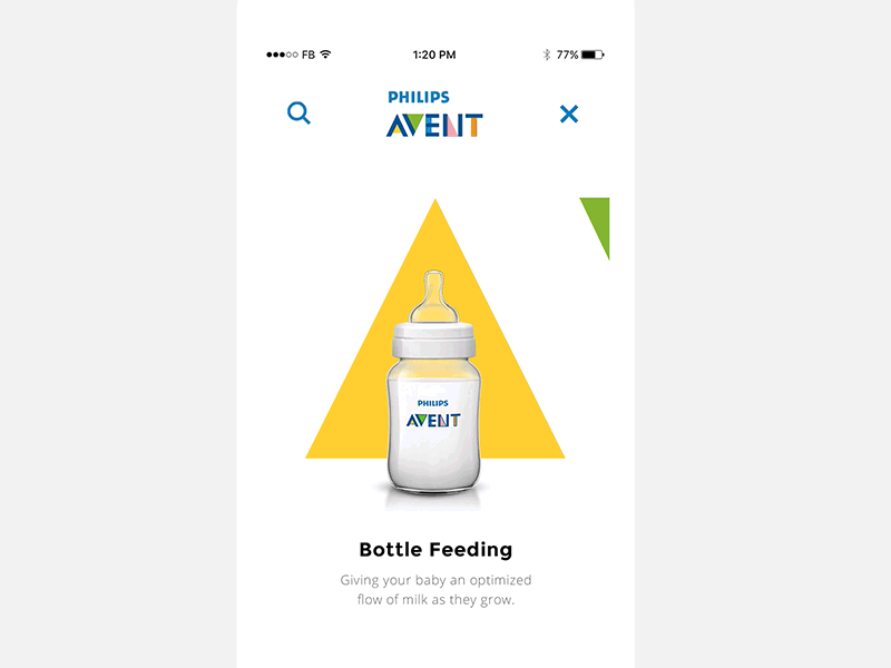 Avent Menu Concept - Parallax Effect animation app avent interaction menu parallax principle product ui ux