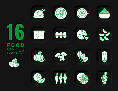 colorless icons on the theme of healthy food products