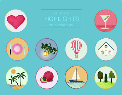 set of vector icons for instagram stories highlights logo