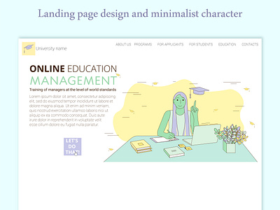 Landing page design and minimalist character