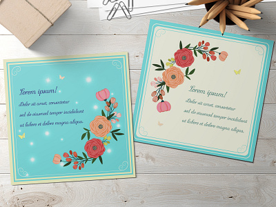 withe card with floral pattern vintage