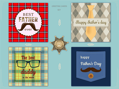 Happy Fathers Day greeting cards cards father glasses greeting happy mustache sheriff star tartan template