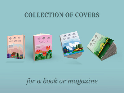 Collection of covers for books or magazines flat
