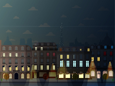 TRADITIONAL PARIS ARCHITECTURE night