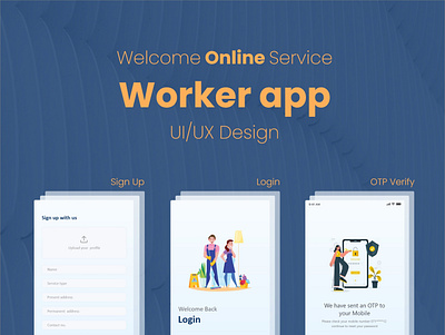 Online Cleaning Service Worker App app design graphic design illustration logo ui ux