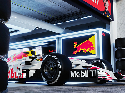 F1 Redbull racing pit garage | Max Verstappen | Daylight 3d 3dillustration art blender graphic design