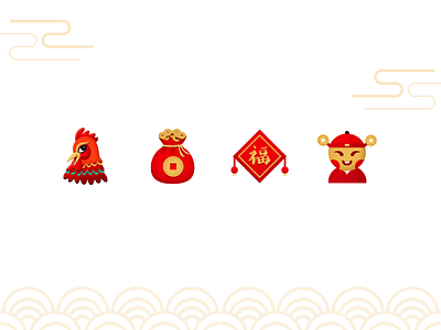 Spring Festival Icon festival fu icon money chinese rooster spring