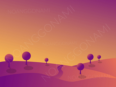 Background illustration of a peaceful sunset in the hills