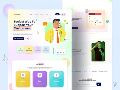 GrowUp || Startup Agency Landing Page card eyecatching footer header hero illustration landing page latest logo noteworthy popular startup trendy ui vector