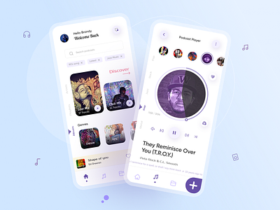 Podcast App Design android app app design audio card clean ios live streaming minimal mobile music music player player podcast product sound spotidy streaming ui ux