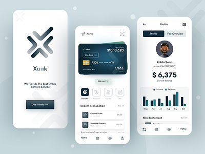 Xank- Banking Mobile App android banking card clean coin credit card design financial fintech app ios minimal mobile mobile bank money online payment transaction ui ux wallet