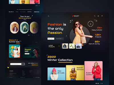 FMART || Fashion Shopify Landing Page clean cloting brand dark mode ecommerce fashion footer header landing page lookbook online shop online store popular product shop shopify store typography ui ux website